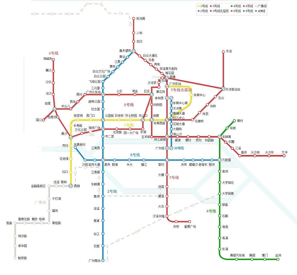 2014年广州地铁线路图